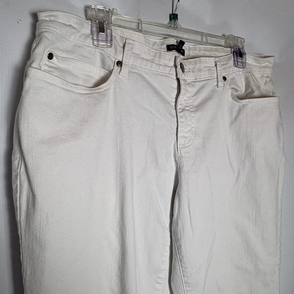Eileen Fisher Womens White Skinny Slim Leg‎ Jeans Size 14 Made in USA Stretch